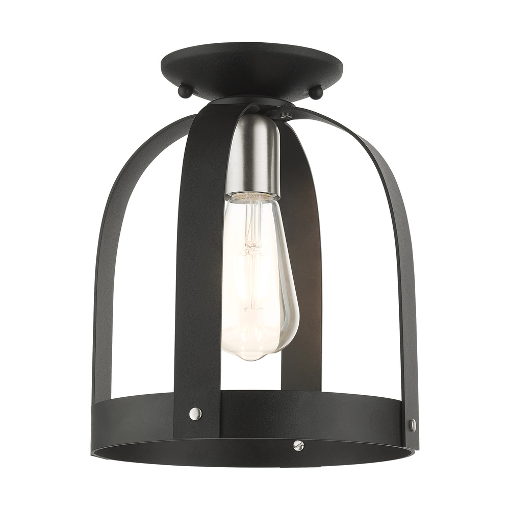 1 Lt Textured Black Petite Semi Flush