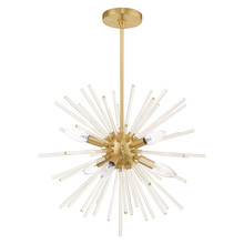 Livex Lighting 41254-12 - 6 Lt Satin Brass Pendant Chandelier