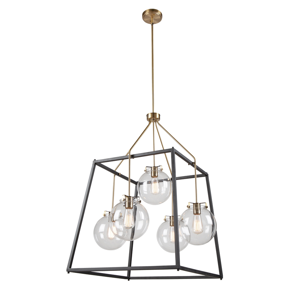 Bridgetown 5 Light Chandelier (Black & Harvest Brass)