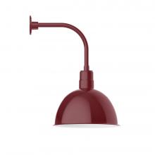 Montclair Light Works GNU117-55-L13 - 16&#34; Deep Bowl shade, LED Curved Arm Wall mount, Barn Red