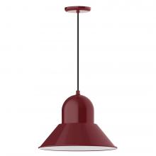 Montclair Light Works PEB125-55-C21-L13 - 16&#34; Prima shade, LED Pendant with white cord and canopy, Barn Red