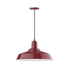 Montclair Light Works PEB186-55-C24-L14 - 20&#34; Warehouse shade, LED Pendant with cool tweed fabric cord and canopy, Barn Red