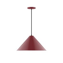 Montclair Light Works PEB423-55-C21-L13 - 18&#34; Axis Cone LED Pendant, white cord with canopy, Barn Red