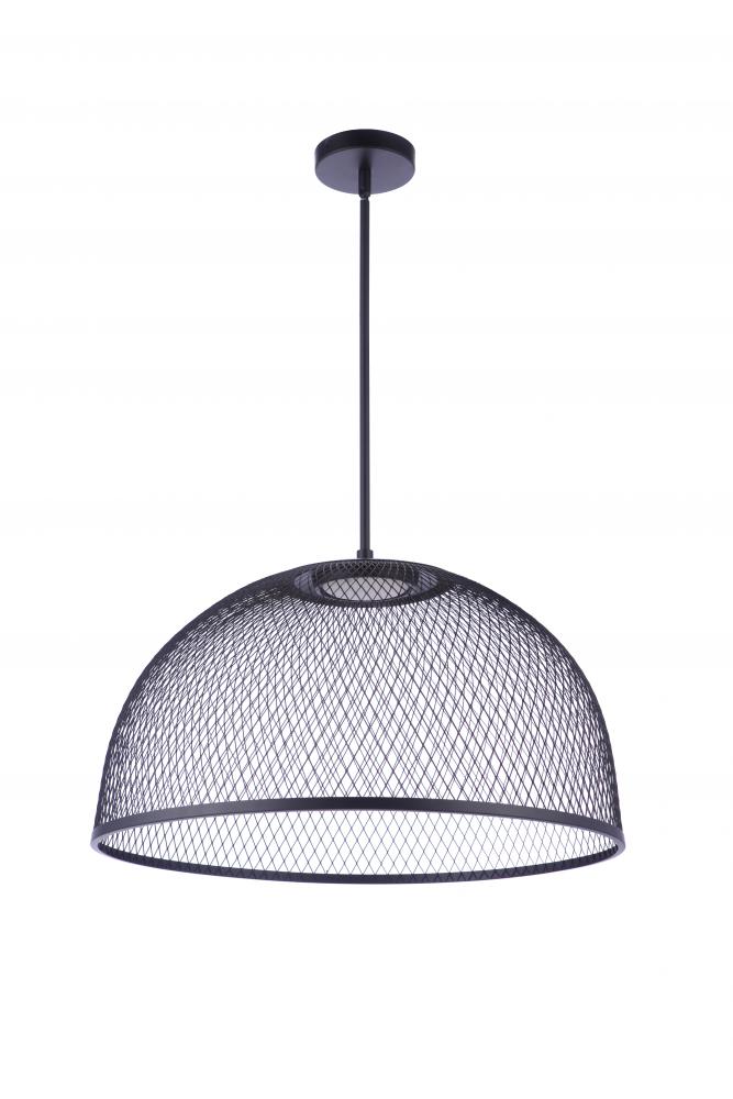 24.25” Diameter Sculptural Statement Metal Mesh Dome Pendant in Flat Black