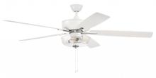 Craftmade S101WPLN5-60WWOK - 60" Super Pro 101 in White/Polished Nickel w/ White/Washed Oak Blades