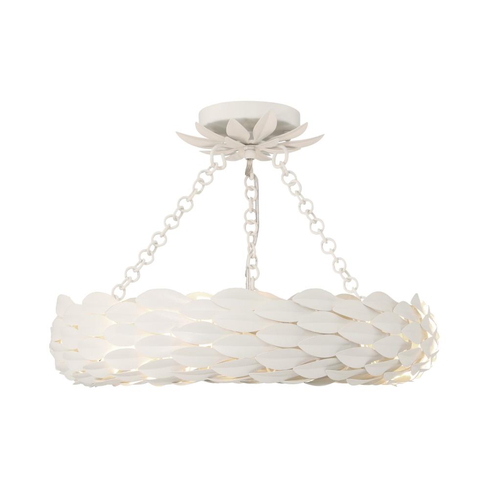 Broche 6 Light Matte White Semi Flush Mount