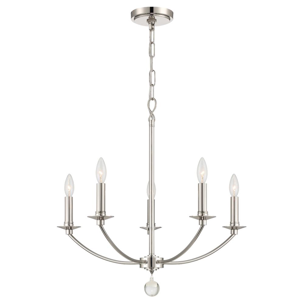 Mila 5 Light Polished Nickel Chandelier