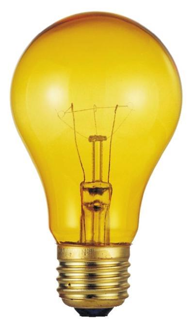 25 Watt A19 Incandescent Transparent Yellow E26 (Medium) Base, 120 Volt, Box