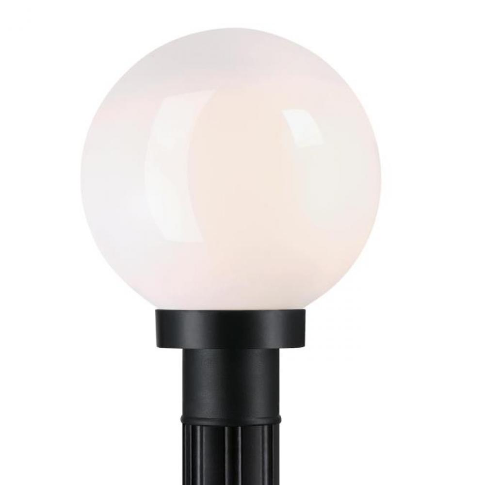 Polycarbonate Post-Top Fixture Black Finish Opal Acrylic Globe