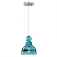 Westinghouse 6118900 - Mini Pendant Brushed Nickel Finish Turquoise Glass