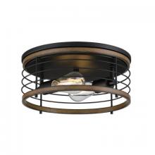 Westinghouse 6125000 - 13 in. 2 Light Flush Matte Black Finish with Barnwood Accents