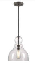 Westinghouse 6129900 - Pendant Black-Bronze Finish with Highlights Clear Seeded Glass