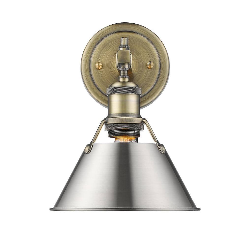 Orwell 1-Light Bath Vanity in Aged Brass with Pewter