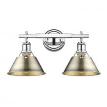 Golden 3306-BA2 CH-AB - Orwell 2-Light Vanity Light in Chrome with Aged Brass