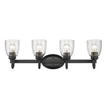 Golden 8001-BA4 BLK-SD - Parrish 4 Light Bath Vanity in Matte Black with Seeded Glass