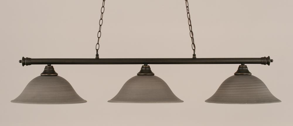 Three Light Dark Granite Gray Linen Glass Pool Table Light