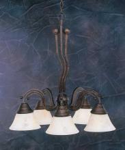 Toltec Company 227-BRZ-508 - Five Light Bronze Italian Marble Glass Down Chandelier