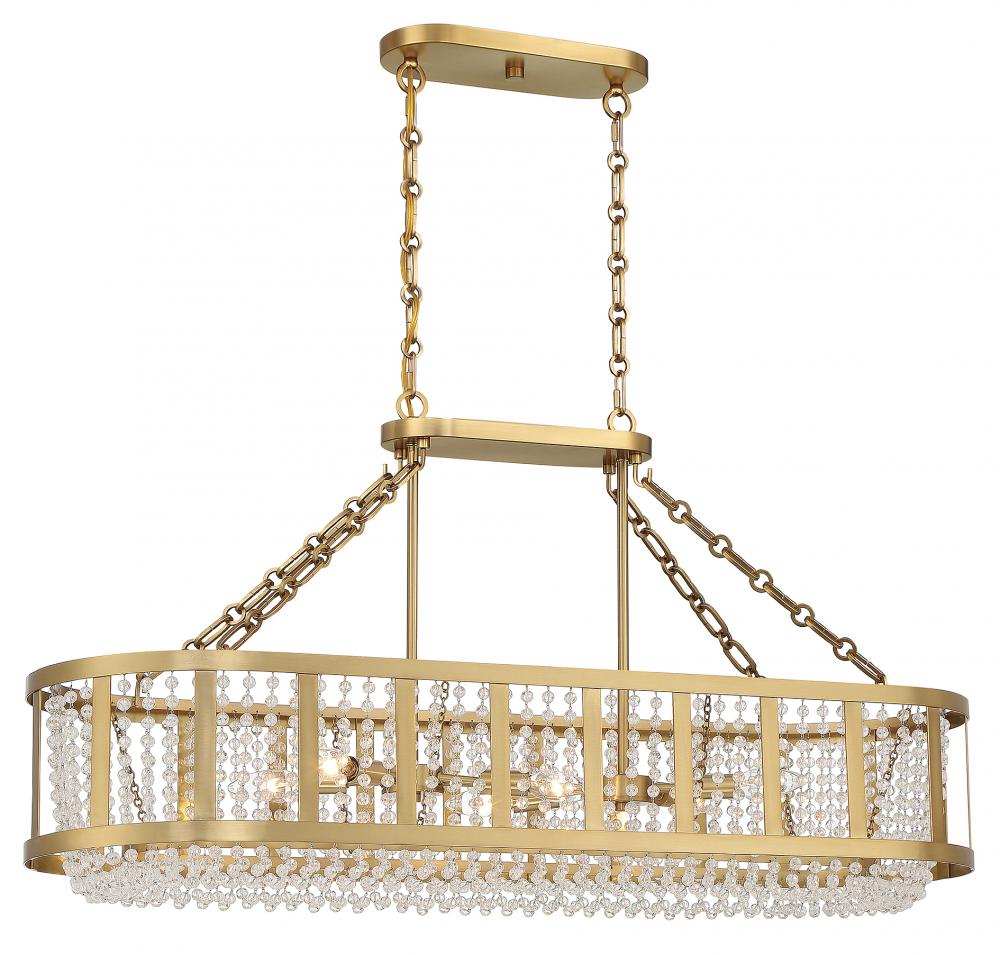 Mancini 6-Light Linear Chandelier in Warm Brass