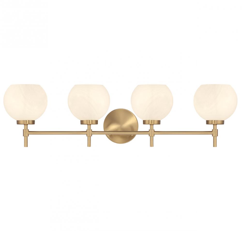 Hannah 4-Light Bathroom Vanity Light in Warm Brass