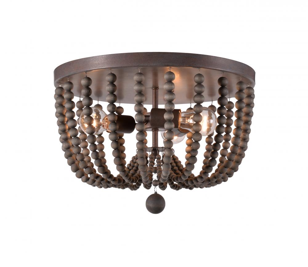 wood bead flush mount chandelier