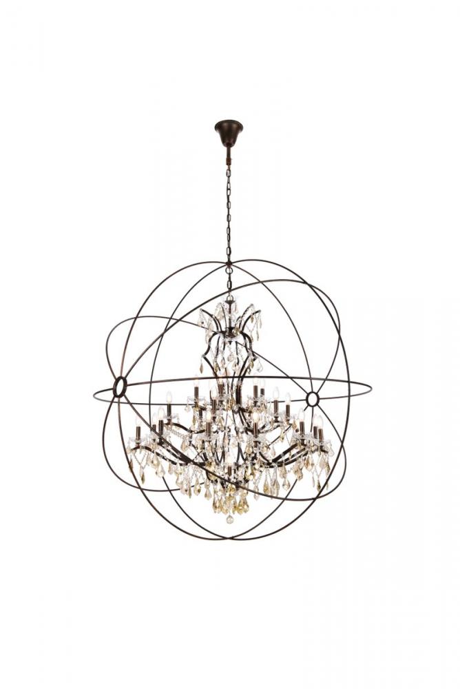 Geneva 25 Light Dark Bronze Chandelier Clear Royal Cut Crystal