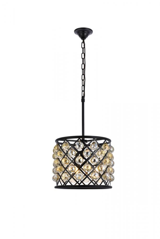 Madison 4 Light Matte Black Pendant Golden Teak (Smoky) Royal Cut Crystal