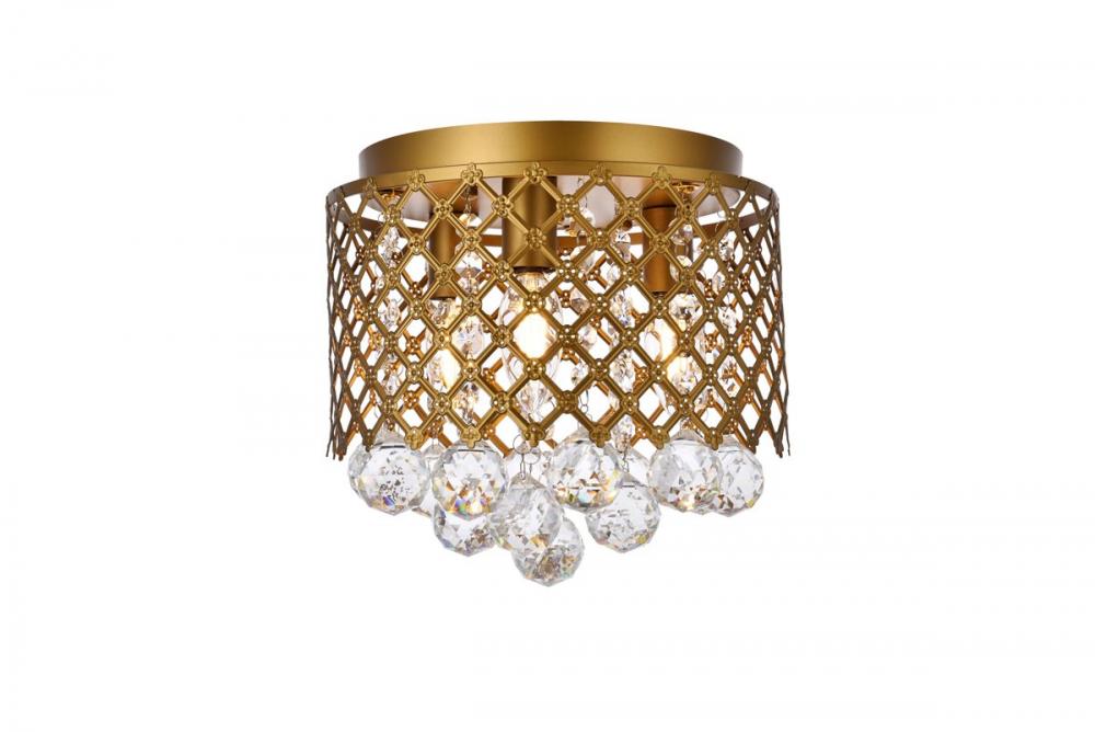 Tully 3 Lights Brass Flush Mount