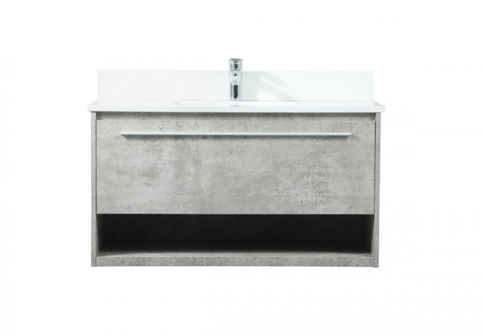 36 Inch Single Bathroom Vanity in Concrete Grey with Backsplash