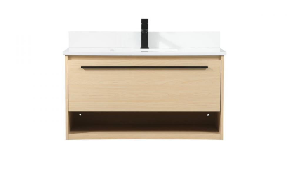 36 Inch Single Bathroom Vanity in Maple with Backsplash