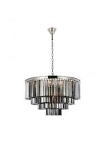 Elegant 1201D32PN-SS/RC - Sydney 17 Light Polished Nickel Chandelier Silver Shade (Grey) Royal Cut Crystal