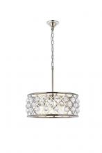 Elegant 1213D20PN/RC - Madison 5 Light Polished Nickel Pendant Clear Royal Cut Crystal