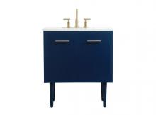 Elegant VF48030MBL - 30 Inch Single Bathroom Vanity in Blue