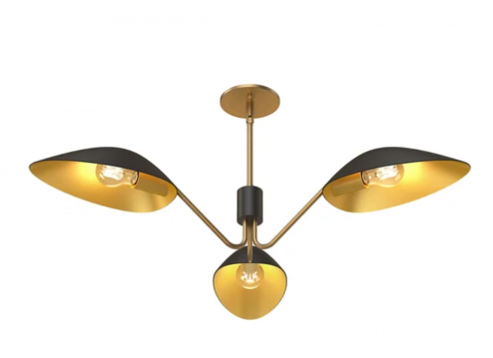 Oscar 36-in Aged Gold/Matte Black 3 Lights Pendant