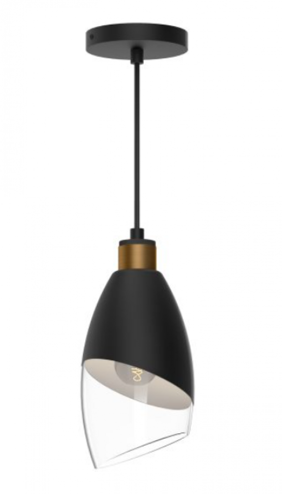 Capri 5-in Clear Glass/Matte Black 1 Light Pendant