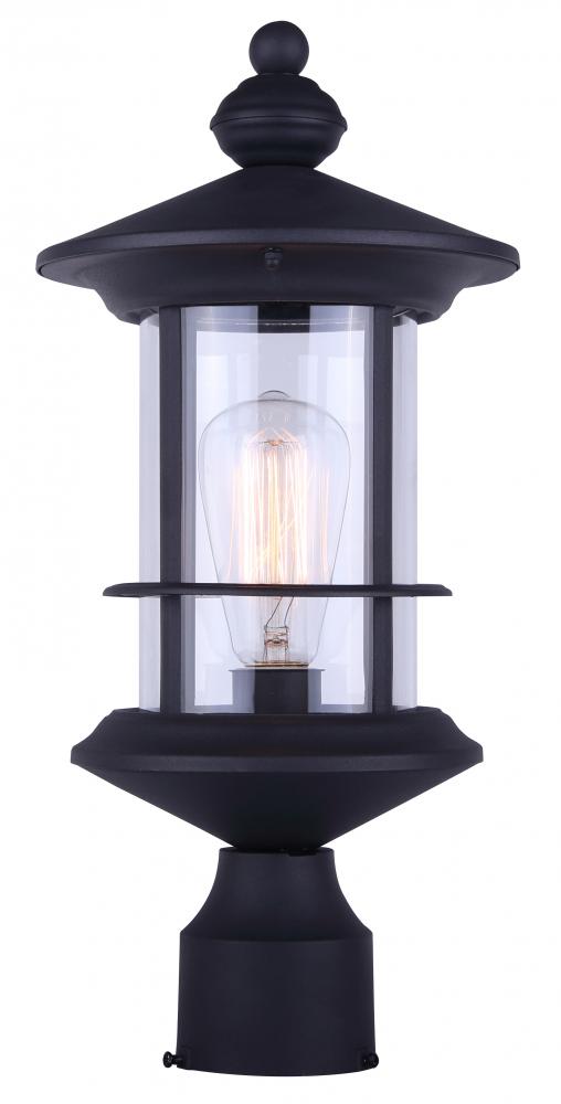 TREEHOUSE, 1 Lt Outdoor Post Light, Clear Glass, 1 x 100W Type A, 8" W x 17 1/4" H x 8"