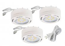 Canarm 3580LED-PL3WHT-C - Undercabinet, 120v Linkable LED Puck Light, White,3 Light Kit,8 LEDs, 3000K, 825Lumens