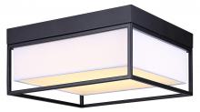 Canarm LFM293A12BK - BRETTON 12 in. 1 Light Integrated LED Black Contemporary Flush Mount with White Fabric Shade