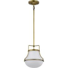 Nuvo 60/7862 - Valdora 1 Light Pendant; 10 Inches; Natural Brass Finish; White Opal Glass