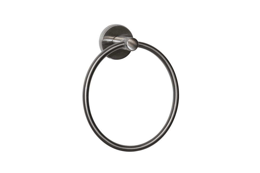 Modern Round Towel Ring - Satin Nickel