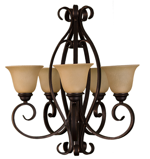 El Paso Series 5-Light Chandelier - Tea Stain Glass