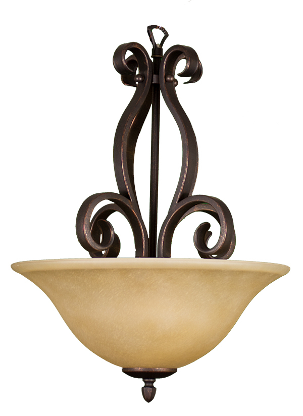 El Paso Series 16' Bowl Pendant - Tea Stain Glass