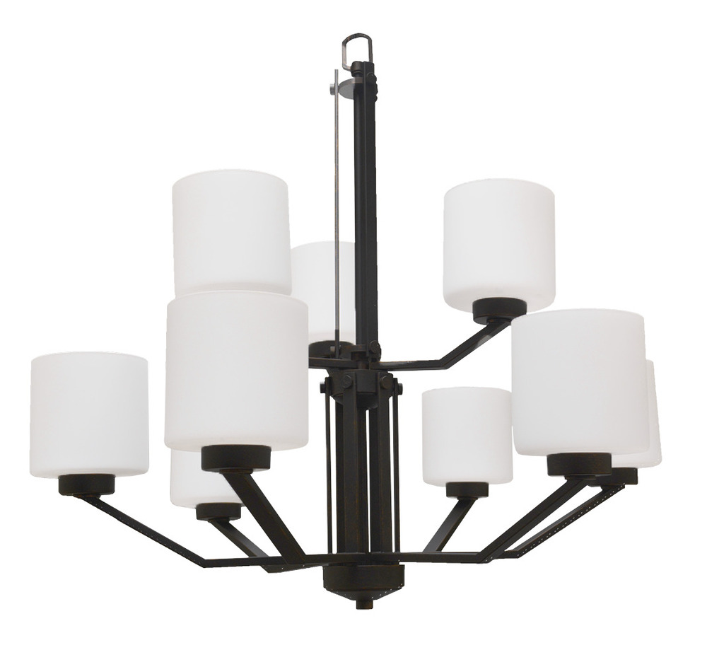 Paris 9-Light Chandelier - MB White Cylinder Glass