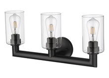 HOMEnhancements 70472 - Vivio Yarra 3-Light Vanity - Matte Black - Clear Cylinder Glass