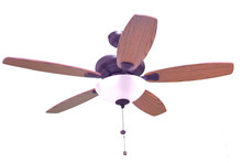 HOMEnhancements 18917 - 52" 5-Blade UFO Fan RB Oak/Walnut Blades 2-Light Bowl White Glass LED Kit