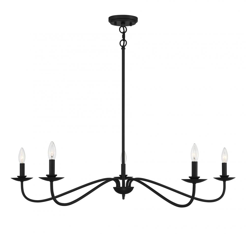 5-light Chandelier In Matte Black