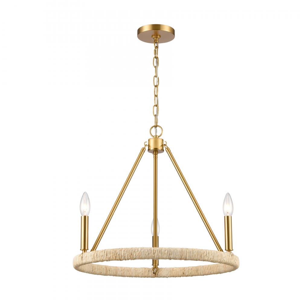 Abaca 20'' Wide 3-Light Chandelier - Brushed Gold