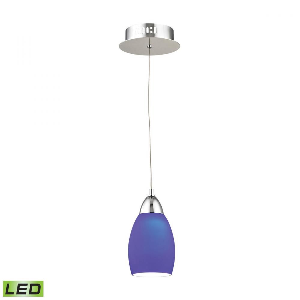 Buro Single Led Pendant Complete with Blue Glass Shade and Holder