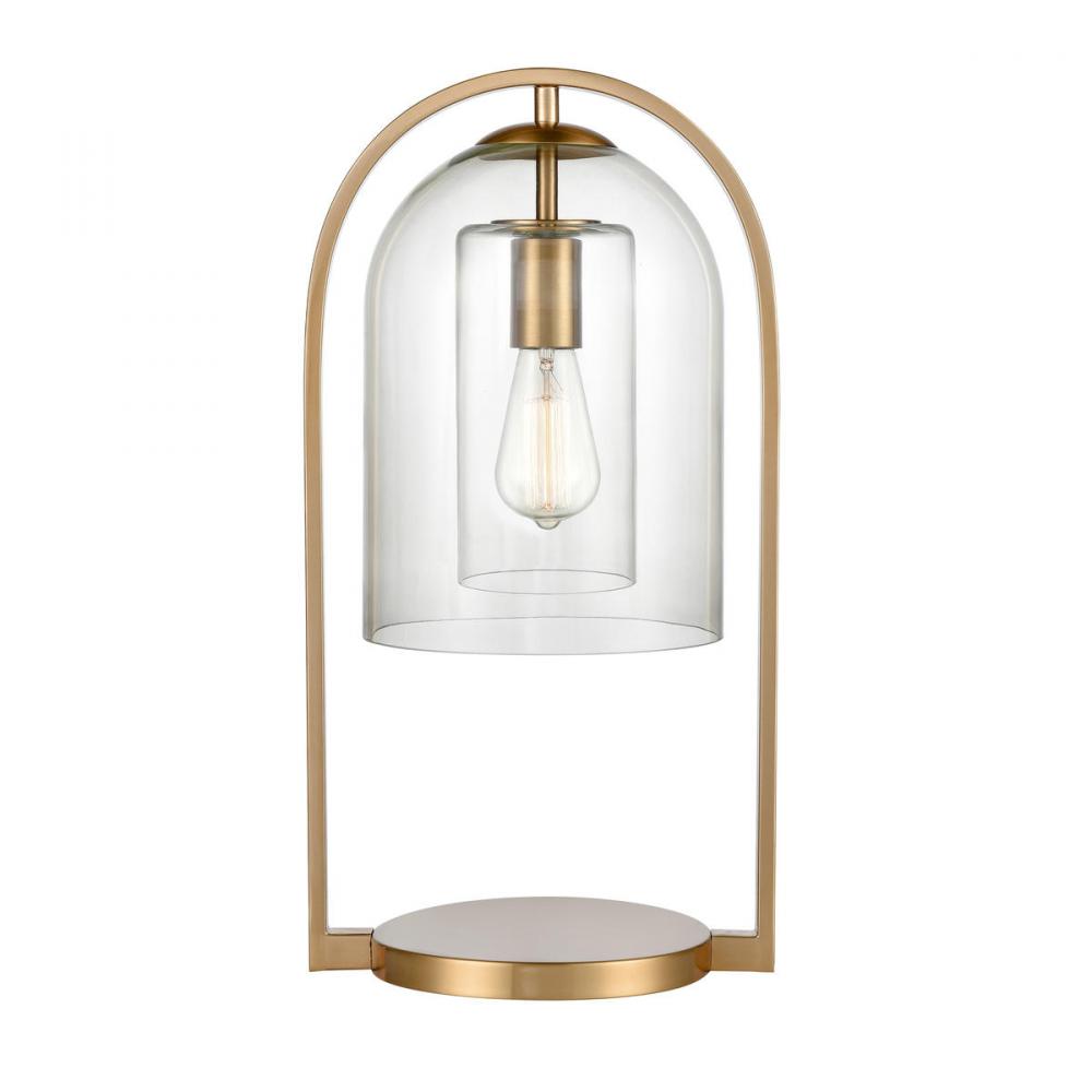 Bell Jar 20'' High 1-Light Desk Lamp - Aged Brass